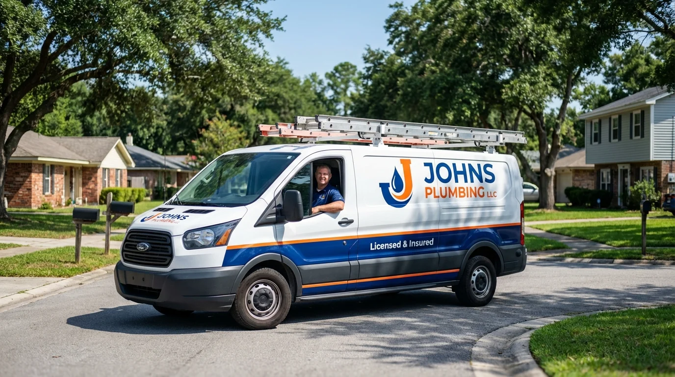 Johns Plumbing LLC service van in Western Springs, IL