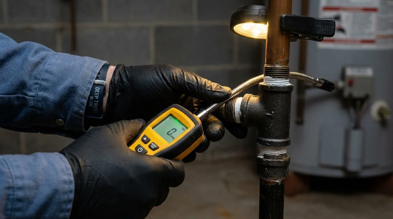 Gas leak detection with electronic sniffer by Johns Plumbing LLC in Western Springs