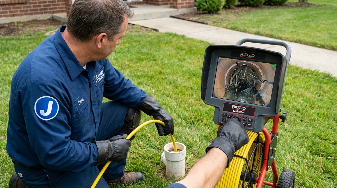Sewer camera inspection being performed by Johns Plumbing LLC in Western Springs