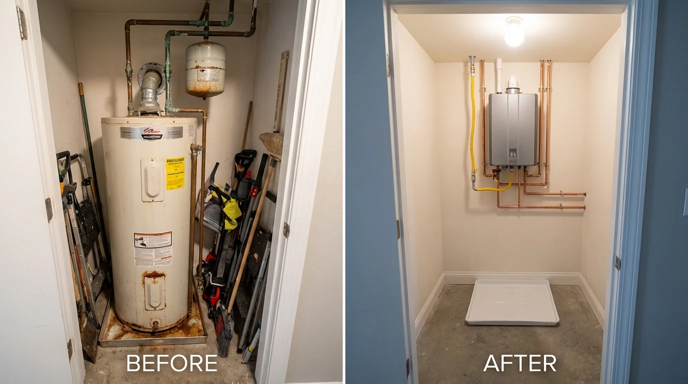 Tank water heater versus wall-mounted tankless unit comparison for Western Springs, IL homeowners